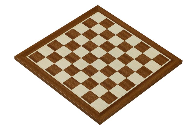 Holz-Schachbrett 38 mm - Mahagoni / Ahorn Intarsien - Holz-Schachbrett 38 mm - Mahagoni / Ahorn Intarsien