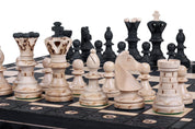 AMBASADOR BLACK chess set - large wooden chess pieces with burnt chessboard