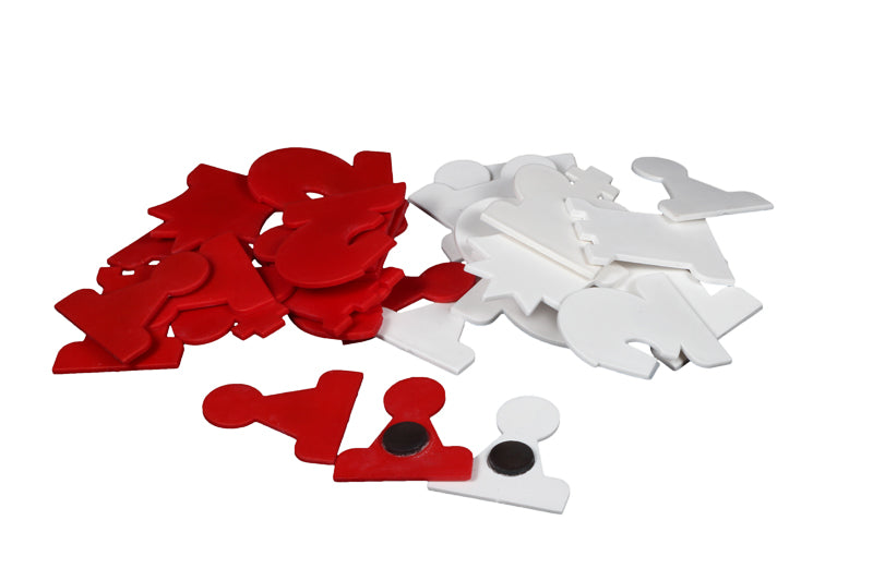 Magnetische Figuren für Demonstrationsschach, weiß/rot (König 75 mm) - Magnetische Figuren für Demonstrationsschach, weiß/rot (König 75 mm)