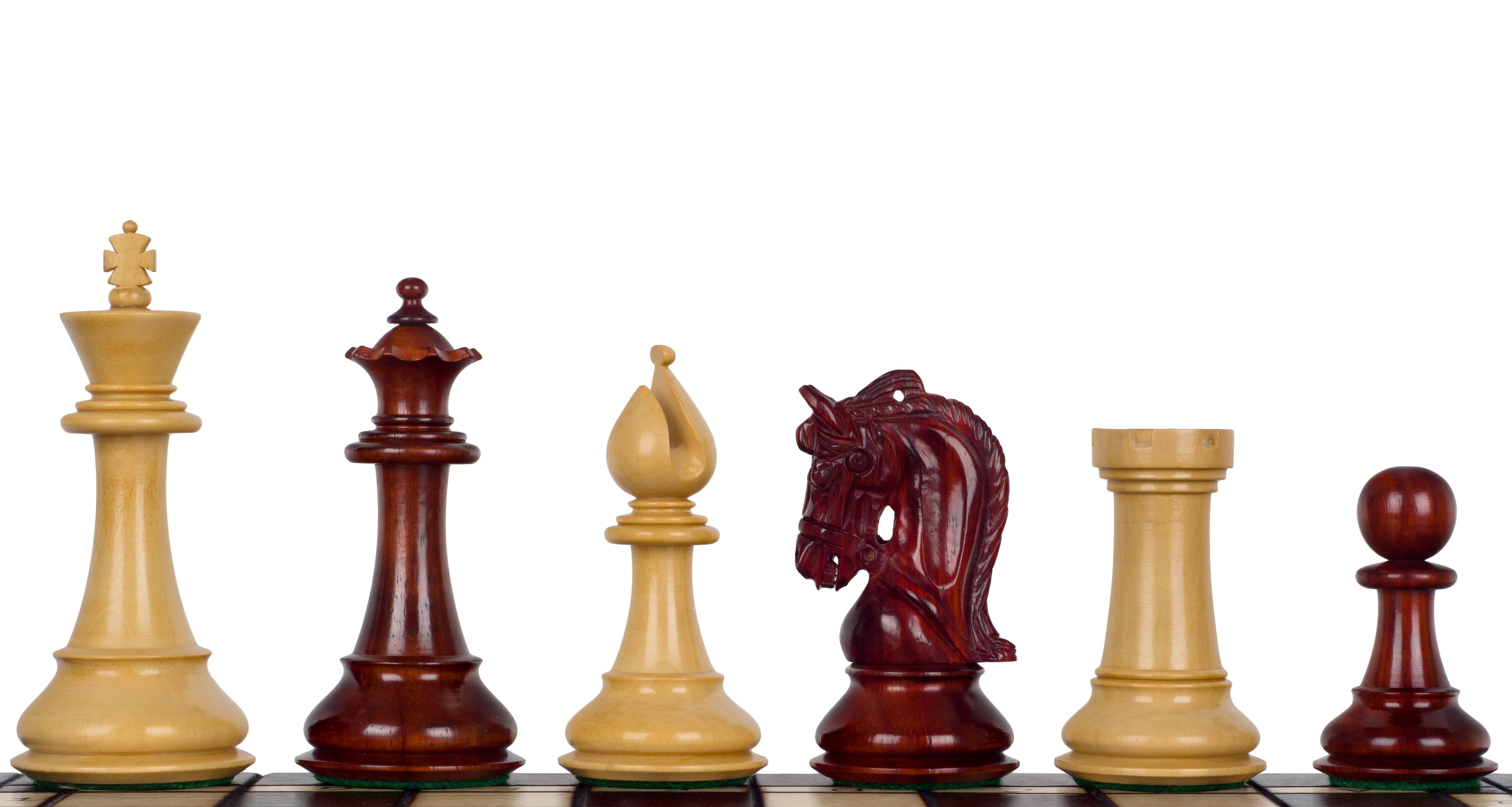 Korinthische 4,25'' Schachfiguren aus Rotholz - Korinthische 4,25'' Schachfiguren aus Rotholz