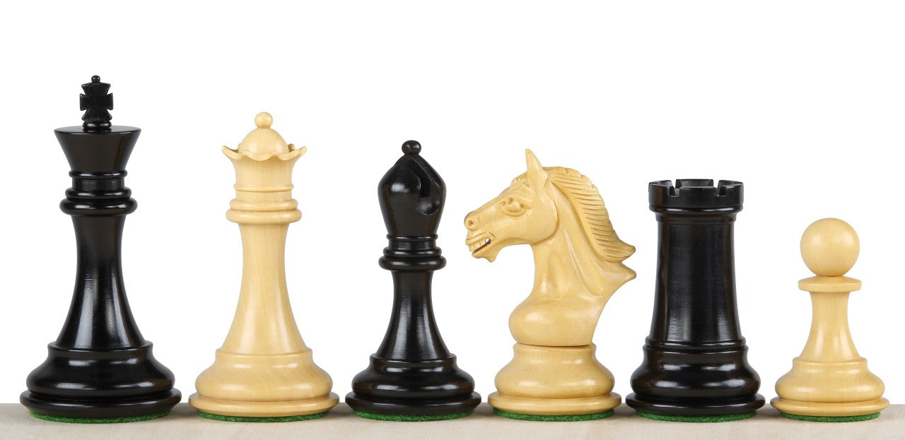 EBENHOLZ-DERBY-SCHACHFIGUREN 4 ZOLL - EBENHOLZ-DERBY-SCHACHFIGUREN 4 ZOLL