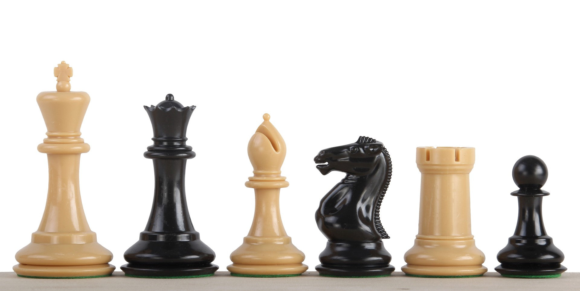 Exclusive Staunton chess pieces No. 6, cream/black, metal weighted (king 95 mm) - Exclusive Staunton chess pieces No. 6, cream/black, metal weighted (king 95 mm)