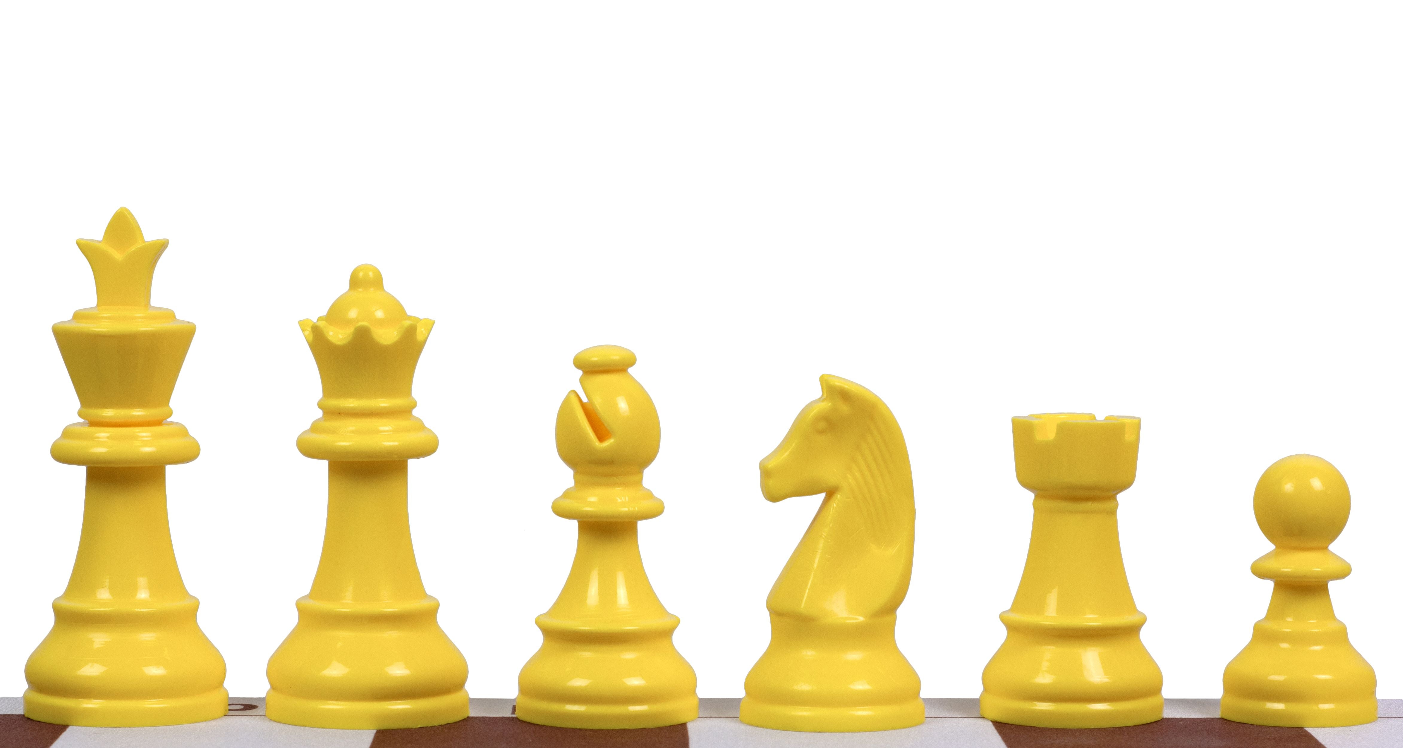 Staunton Schachfiguren 6, Kunststoff (König 95 mm) - gelb - Staunton Schachfiguren 6, Kunststoff (König 95 mm) - gelb