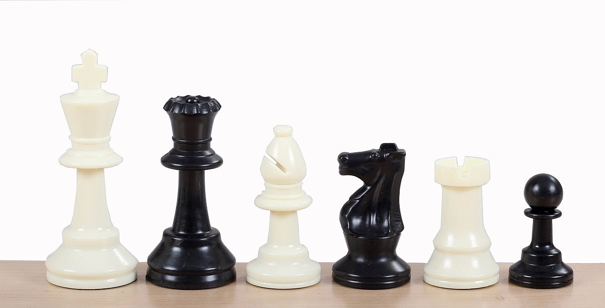 Staunton Schachfiguren Nr. 4, weiß/schwarz (König 78 mm) - Plastikschach - Staunton Schachfiguren Nr. 4, weiß/schwarz (König 78 mm) - Plastikschach