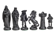 Mittelalterliche stilisierte Schachfiguren, schwarz und gold (König 98 mm)
