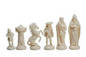 Mittelalterliche stilisierte Schachfiguren, creme und schwarz (König 98 mm)