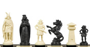Schachfiguren im Wikinger-Stil, cremefarben und schwarz (König 98 mm)