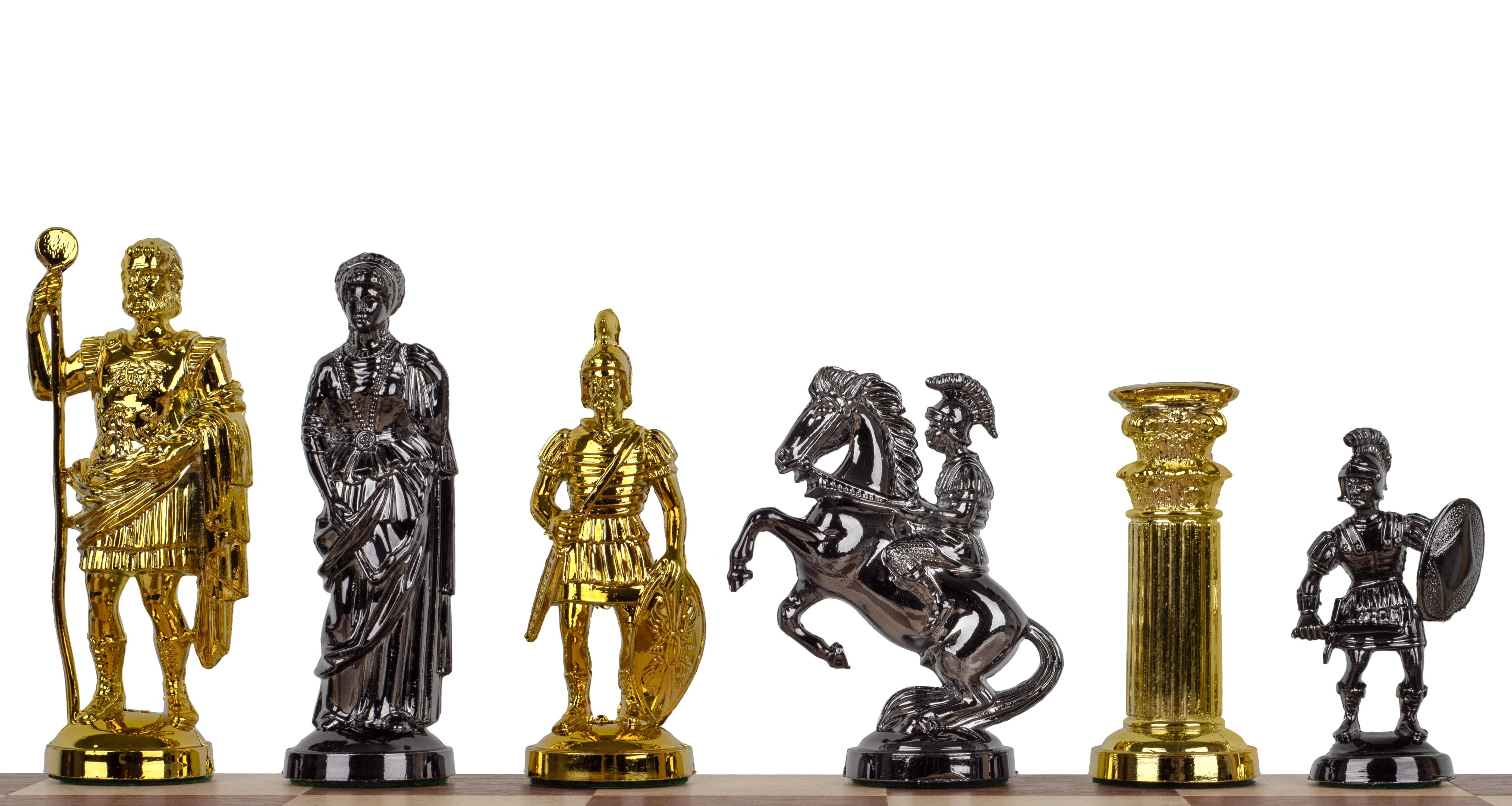 Schachfiguren ROMAN golden/braun, metallisch/gewichtet - Schachfiguren ROMAN golden/braun, metallisch/gewichtet
