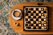 Holz Schachspiel 36x36 cm - Klappbar - Staunton Figuren - Reiseschach
