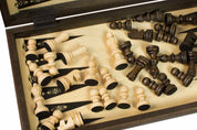 3-in-1-HOLZ-SET (40x40cm) KASSETTEN + KRIEGSKABINEN + RÜCKENGAMMON