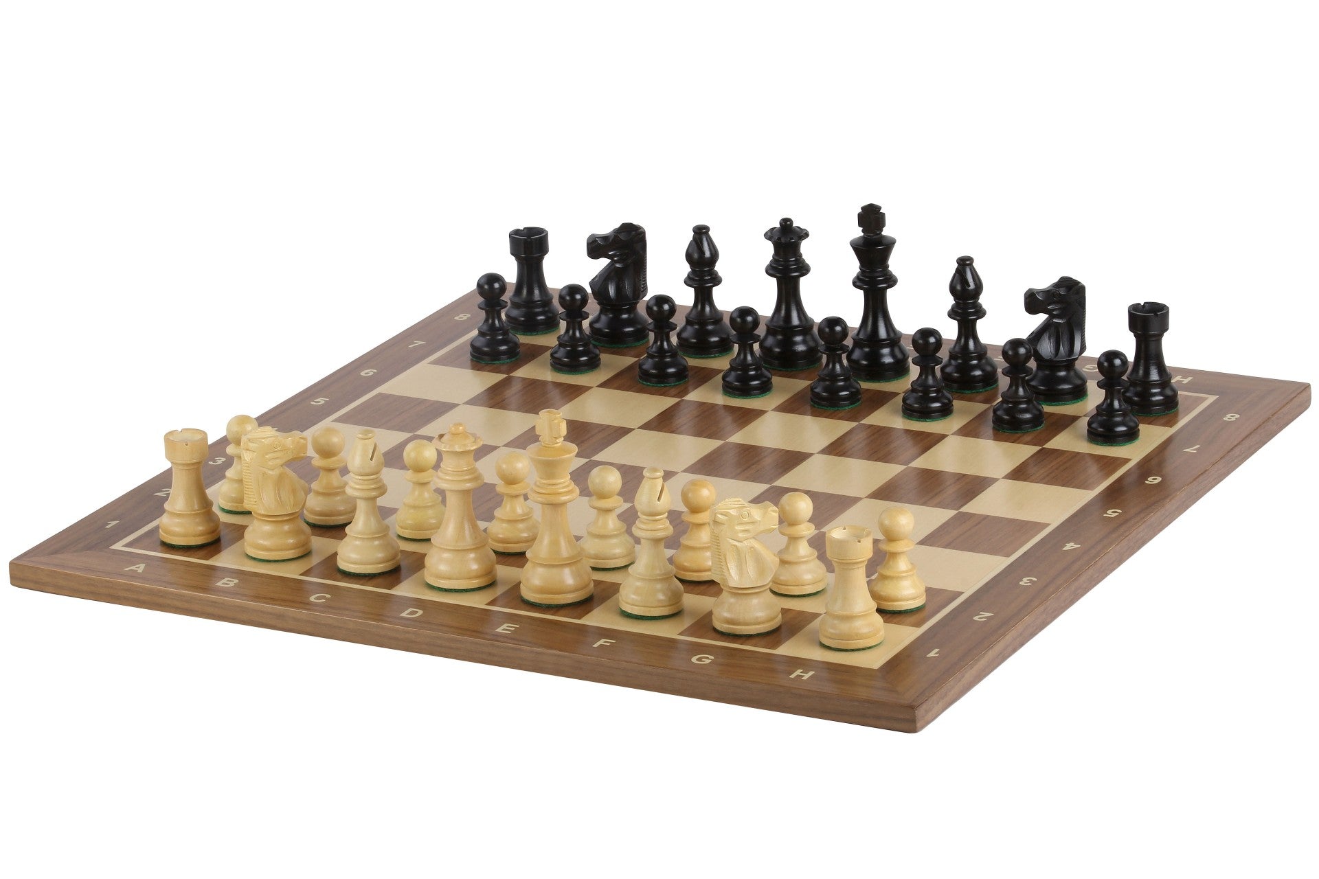 No5 Nussbaum-Schachbrett+ 3,5" Französische Ebonisierte Stücke - No5 Nussbaum-Schachbrett+ 3,5" Französische Ebonisierte Stücke