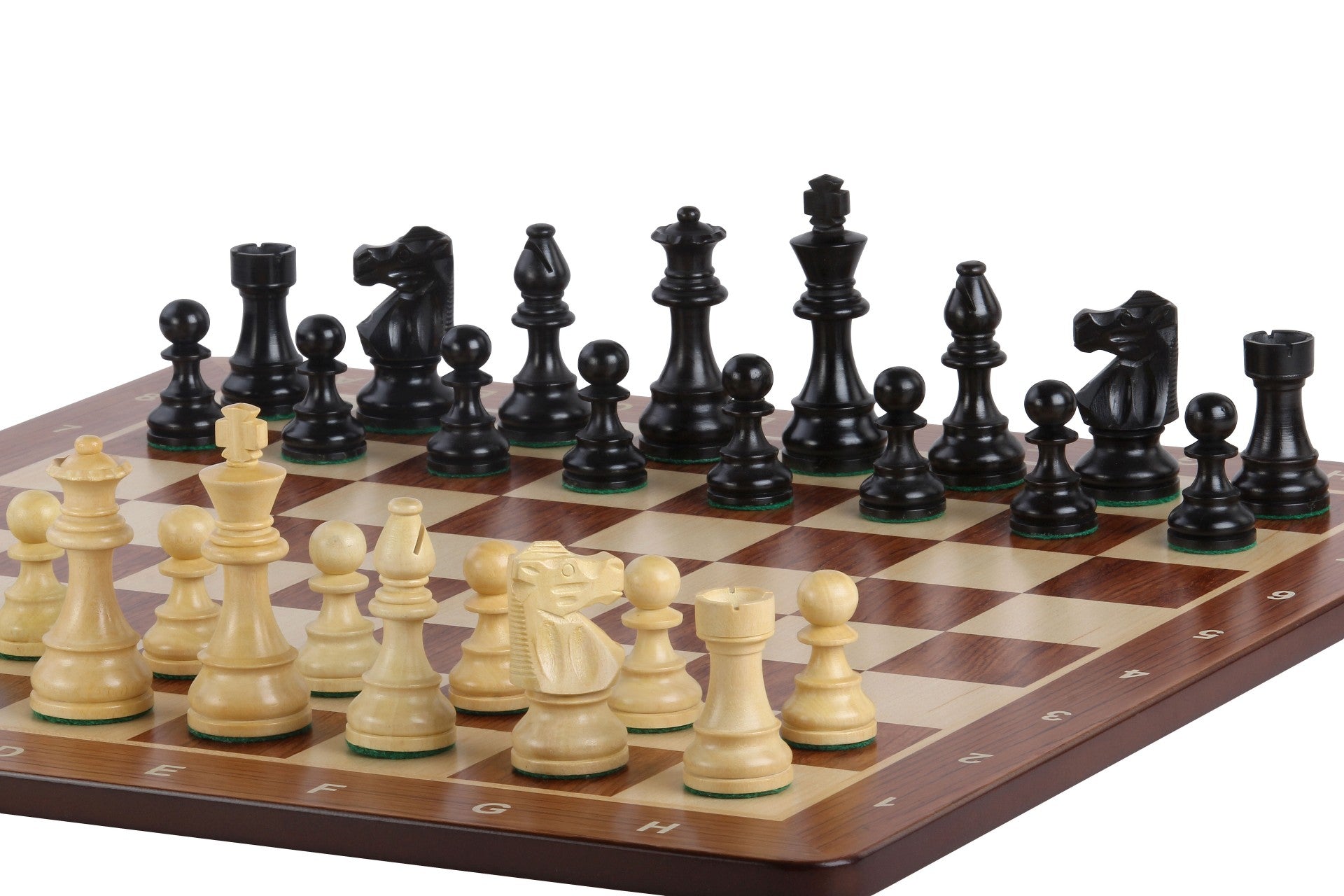 No5 Padauk Chessboard+ 3.5" French Ebonised pieces - No5 Padauk Chessboard+ 3.5" French Ebonised pieces