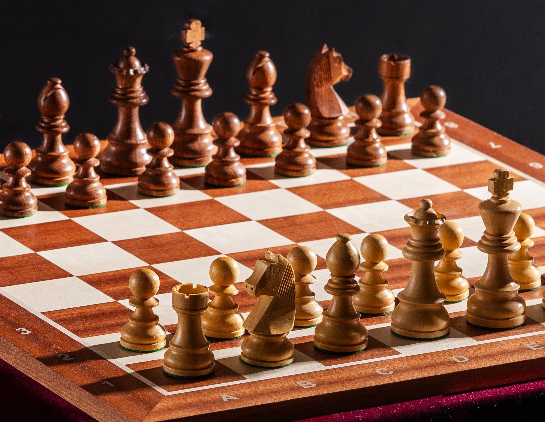 Tournament chess set No. 6 - 58mm board + German Knight 3.75" pieces - Tournament chess set No. 6 - 58mm board + German Knight 3.75" pieces